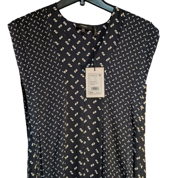 THEORY V-Neck Ruffle Midi Silk Dress Size P NWT - Picture 6 of 12